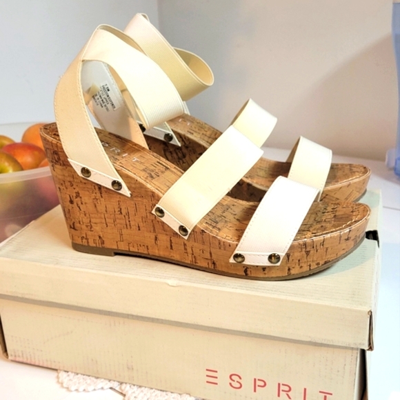 Esprit Shoes - NIB. ESPRIT Strappy cork wedge sandals. Elastic comfort straps. Platform.